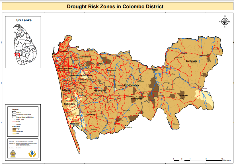 Drought risk zone in colombo