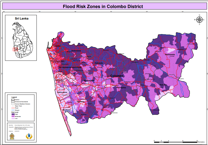 Flood risk Zone in colombo